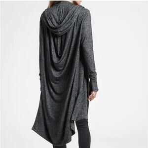 Athleta Harmony Wrap Sz S Oversized Hooded Drape Gray Hooded Cardigan Long Gym